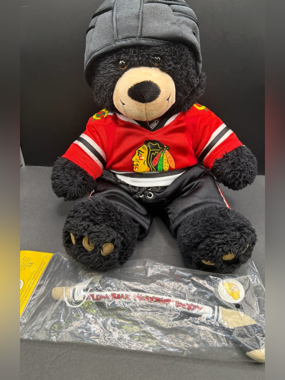 Build a Bear-NHL Plush in Chicago Blackhawks Jersey w/BAB Hockey Stick/Puck-2012